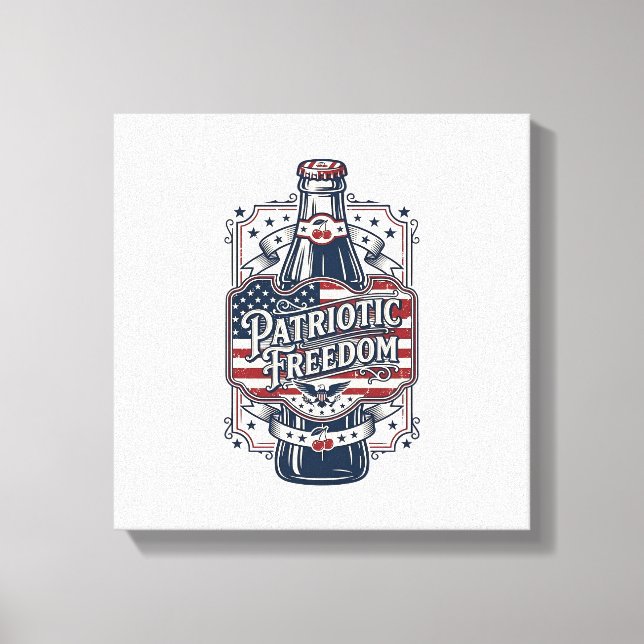 Patriotic Cherry Soda Retro Vector Graphic Tee_1 Canvas Print (Front)
