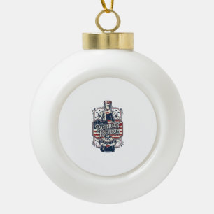 Patriotic Cherry Soda Retro Vector Graphic Tee_1 Ceramic Ball Christmas Ornament