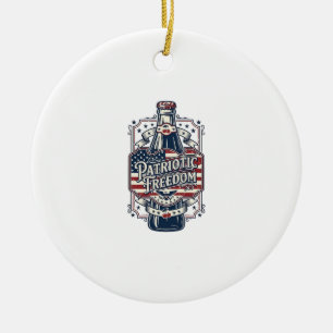 Patriotic Cherry Soda Retro Vector Graphic Tee_1 Ceramic Tree Decoration
