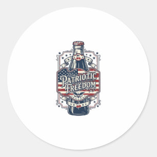 Patriotic Cherry Soda Retro Vector Graphic Tee_1 Classic Round Sticker