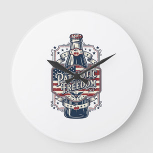 Patriotic Cherry Soda Retro Vector Graphic Tee_1 Large Clock