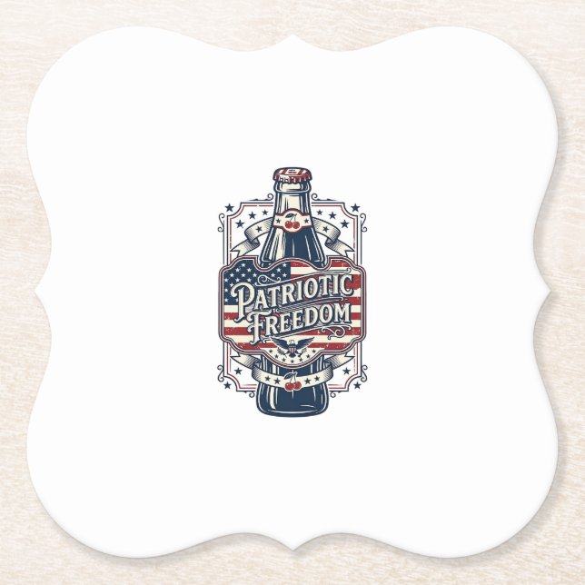 Patriotic Cherry Soda Retro Vector Graphic Tee_1 Paper Coaster (Front)