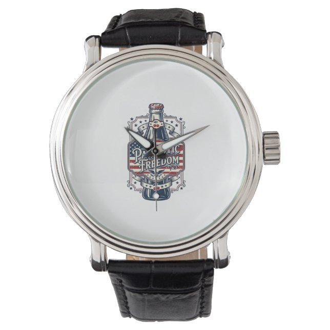 Patriotic Cherry Soda Retro Vector Graphic Tee_1 Watch (Front)