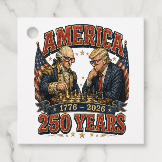 Patriotic Chess 250 Favour Tags (Front)