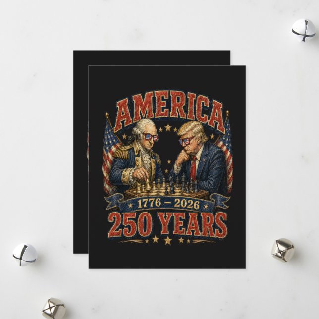 Patriotic Chess 250 Holiday Card (Front/Back In Situ)