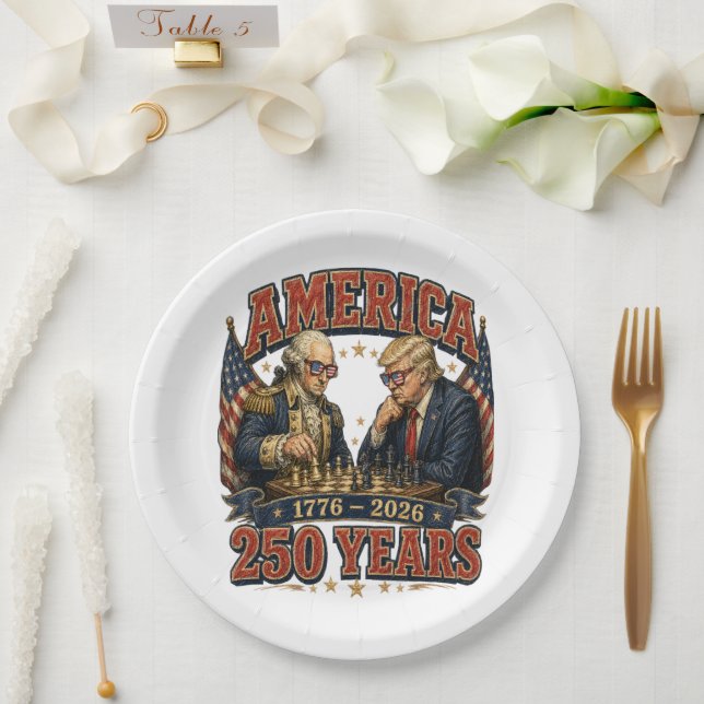 Patriotic Chess 250 Paper Plate (Wedding)
