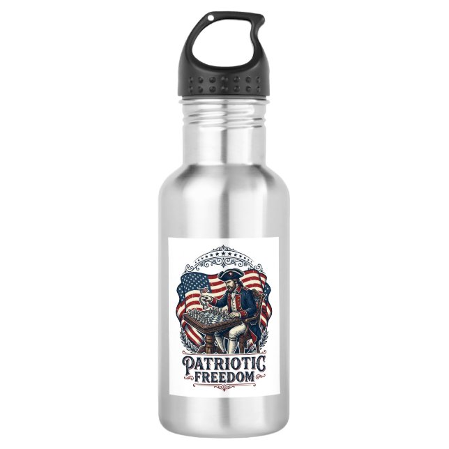 Patriotic Chess Player Vector Graphic Tee 532 Ml Water Bottle (Front)
