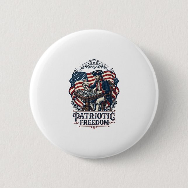 Patriotic Chess Player Vector Graphic Tee 6 Cm Round Badge (Front)