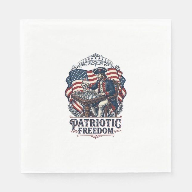 Patriotic Chess Player Vector Graphic Tee Napkin (Front)