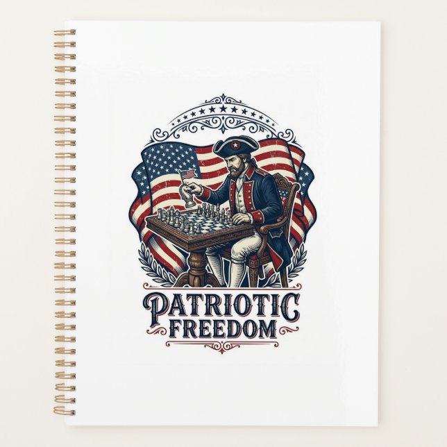 Patriotic Chess Player Vector Graphic Tee Planner (Front)