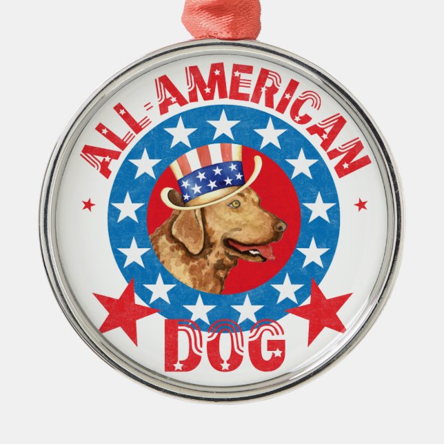 Patriotic Chessie Metal Tree Decoration (Front)