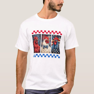 Patriotic Chicken 4th July Rooster American Flag F T-Shirt