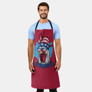 Patriotic Chicken in USA Bandanna and Shades Apron