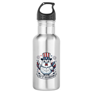 Patriotic Chicken July 4th Celebration T-Shirt Des 532 Ml Water Bottle