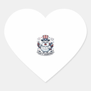 Patriotic Chicken July 4th Celebration T-Shirt Des Heart Sticker