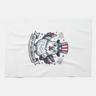 Patriotic Chicken July 4th Celebration T-Shirt Des Tea Towel