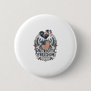 Patriotic Chicken Keeper Vector Graphic Tee_1 6 Cm Round Badge