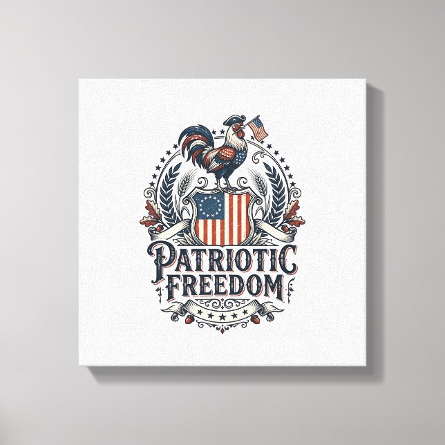 Patriotic Chicken Keeper Vector Graphic Tee_1 Canvas Print (Front)