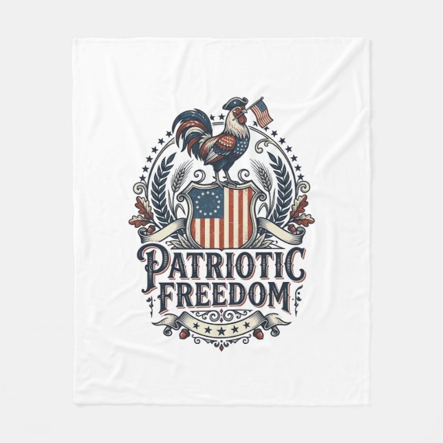 Patriotic Chicken Keeper Vector Graphic Tee_1 Fleece Blanket (Front)
