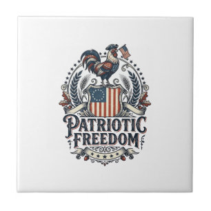 Patriotic Chicken Keeper Vector Graphic Tee_1 Tile