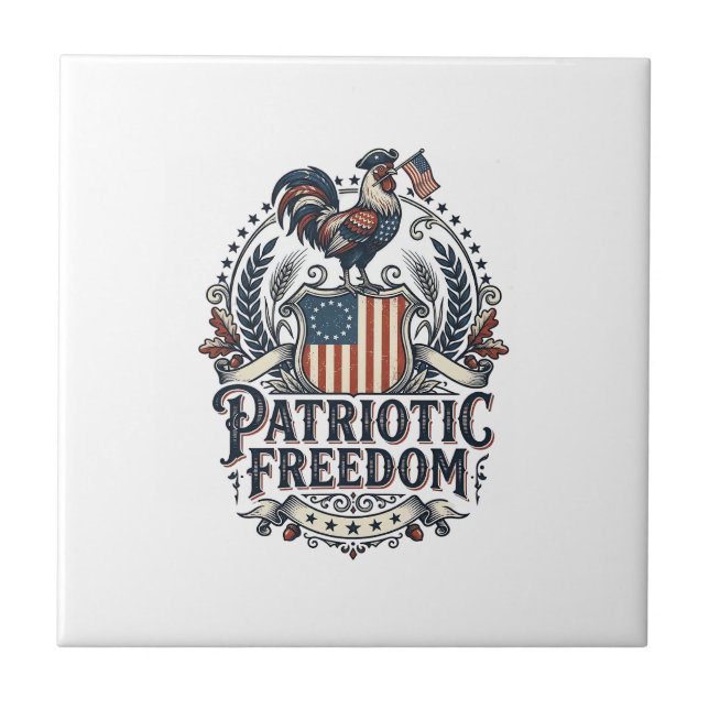 Patriotic Chicken Keeper Vector Graphic Tee_1 Tile (Front)