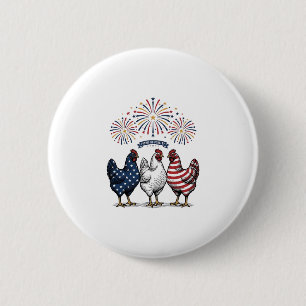 Patriotic Chicken Trio Vintage Engraving Vector De 6 Cm Round Badge