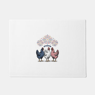 Patriotic Chicken Trio Vintage Engraving Vector De Doormat