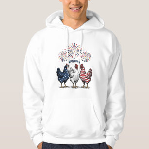 Patriotic Chicken Trio Vintage Engraving Vector De Hoodie