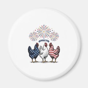 Patriotic Chicken Trio Vintage Engraving Vector De Magnet