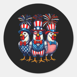 Patriotic Chicken Usa Flag Chicken Lover 4th Of Ju Classic Round Sticker