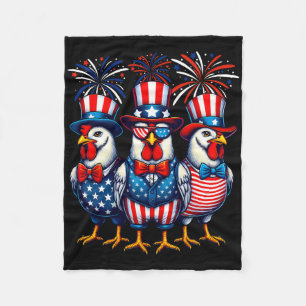 Patriotic Chicken Usa Flag Chicken Lover 4th Of Ju Fleece Blanket