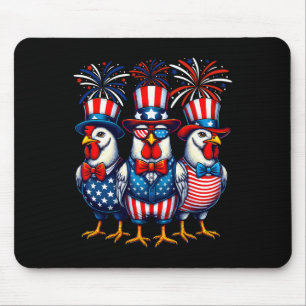 Patriotic Chicken Usa Flag Chicken Lover 4th Of Ju Mouse Mat