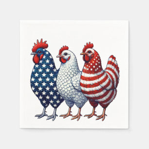 Patriotic Chickens  Napkin