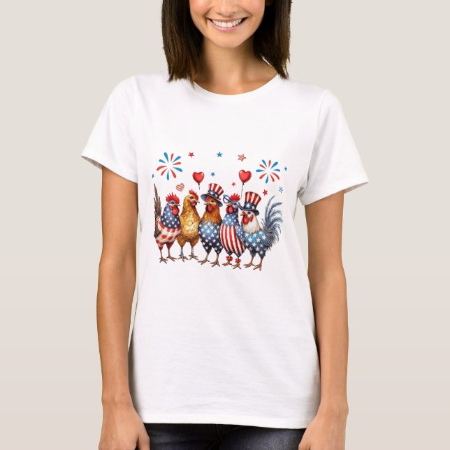 Patriotic Chickens  T-Shirt (Front)