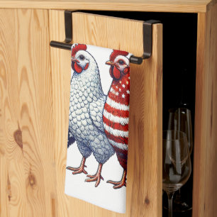 Patriotic Chickens Tea Towel