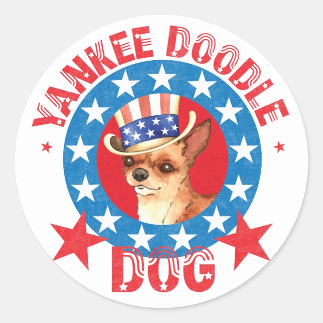 Patriotic Chihuahua Classic Round Sticker (Front)