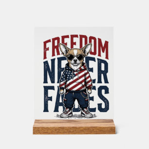Patriotic Chihuahua Freedom Vintage Dog Shirt Desi Acrylic Sign