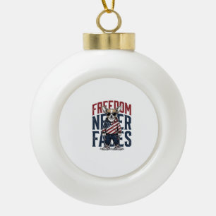 Patriotic Chihuahua Freedom Vintage Dog Shirt Desi Ceramic Ball Christmas Ornament