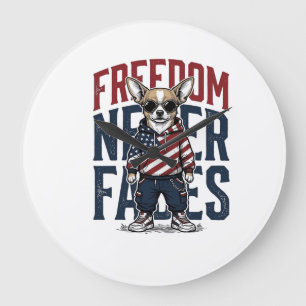 Patriotic Chihuahua Freedom Vintage Dog Shirt Desi Large Clock