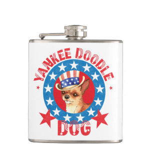 Patriotic Chihuahua Hip Flask