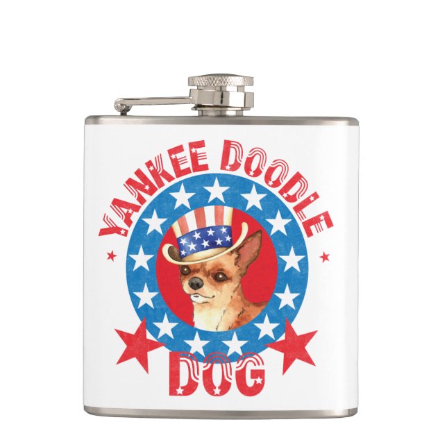 Patriotic Chihuahua Hip Flask (Front)