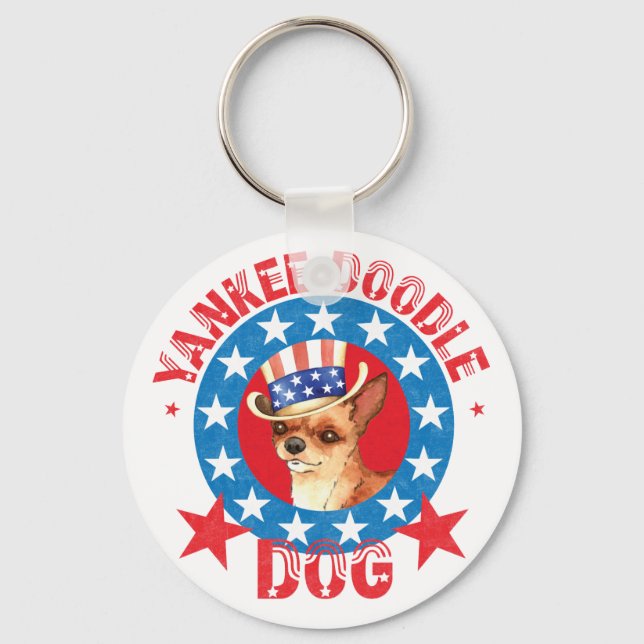 Patriotic Chihuahua Key Ring (Front)