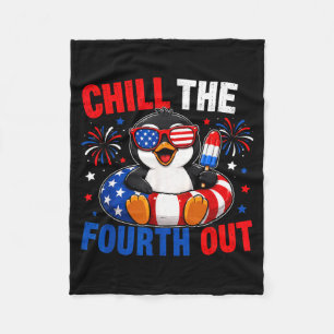 Patriotic Chill The Fourth Out Funny Penguin 4th Fleece Blanket