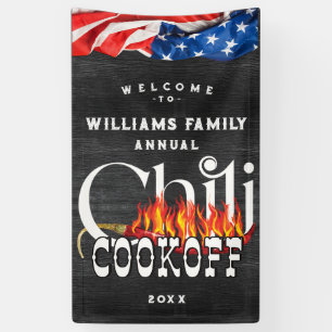 Patriotic Chilli Cookoff Rustic CookOff Contest Banner