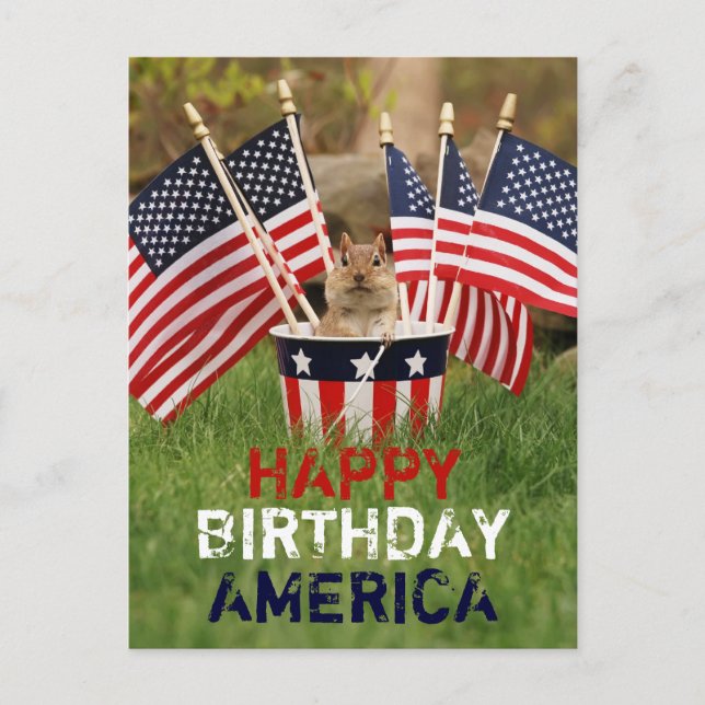 Patriotic Chipmunk Postcard (Front)