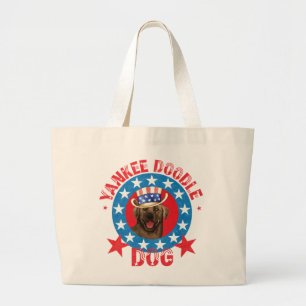 Patriotic Chocolate Lab Large Tote Bag
