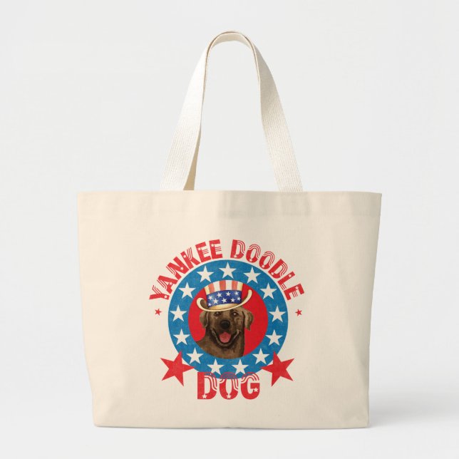 Patriotic Chocolate Lab Large Tote Bag (Front)