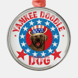Patriotic Chocolate Lab Metal Tree Decoration