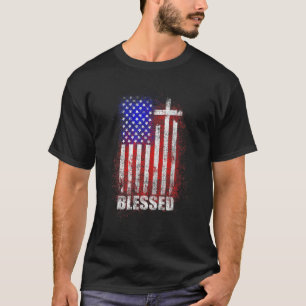 Patriotic Christian Blessed Love Jesus American Fl T-Shirt