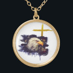 *~* Patriotic Christian Eagle Cross Veteran Gold Plated Necklace<br><div class="desc">JEWELRY WITH INTENTION (R) - Energetically Enhanced Jewellery (((((((( copy and paste this link for my USA patriot collection https://bit.ly/3QsVQy0 )))))))))) Veteran Military Fire Fighter First Responders Police Round Patriotic Patriot GOLD PLATED ROUND NECKLACE necklace round and yellow gold plated. Featured is an abstract image of the AMERICAN EAGLE. Behind...</div>